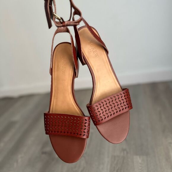 J. Crew Leather Perforated Sandals 9.5 - Picture 3 of 9